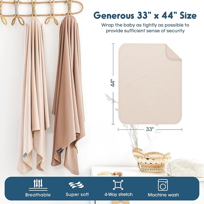 2 Pack Newborn Swaddle Blanket, Ultra Soft Stretchy Jersey Knit Extra Large - Image 3