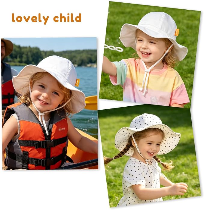 Baby Girl Sun Hat with UPF 50+ Outdoor Adjustable Toddler Beach Hat with Wide - Image 7