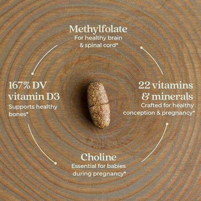 New Chapter Prenatal Vitamins, One Daily Prenatal Multivitamin with Methylfolate + Choline for Healthy Mom & Baby, Gluten Free & Non-GMO, 60 Count