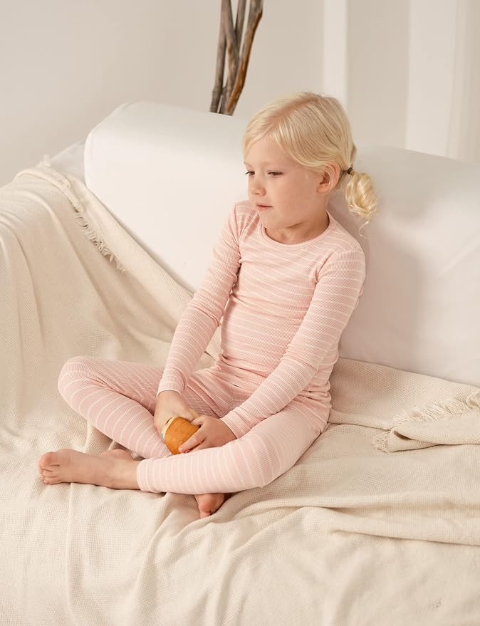 AVAUMA Stripe Pattern Baby Boys Girls Pajama Set Kids Toddler Snug fit Ribbed - Image 5