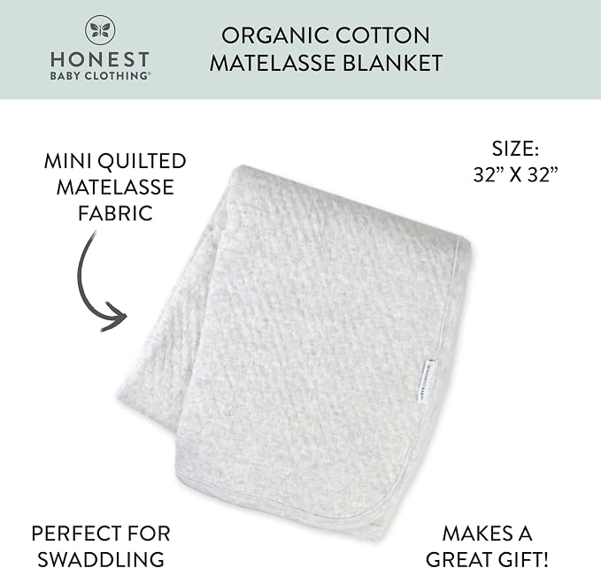 HonestBaby Matelasse Reversible Receiving Blanket 100% Organic Cotton - Image 3