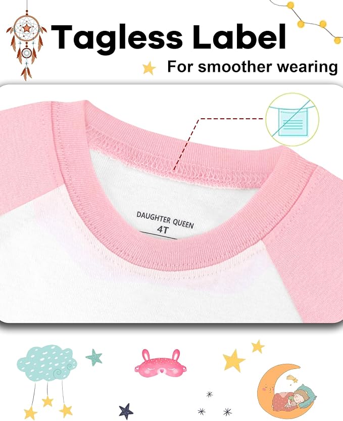 DAUGHTER QUEEN Girls Summer Pajamas Set 4 Pieces 100% Cotton Sleepwear Size 18 - Image 3