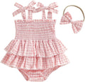 Newborn Baby Girl Summer Clothes Plaid Ruffle Bodysuits Onesie Infant Girl by LedyChampswiinToddlerBaby