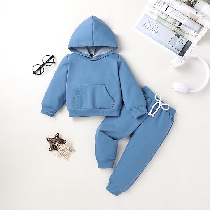 Happy Town Baby Fall Outfits for Girl Boy Long Sleeve Hoodie Top and Long - Image 2