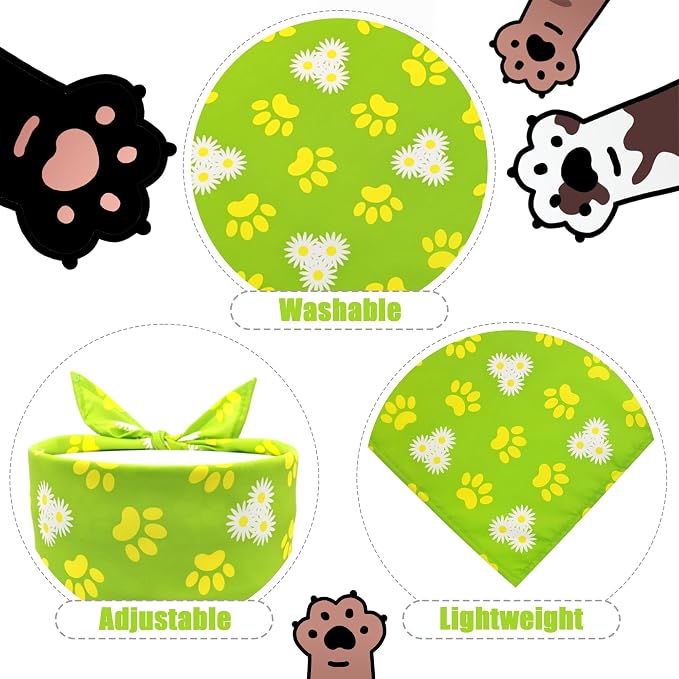 7 PCS Small Dog Bandanas Paw Print Hemming Seam Edge Dogs Bandana - Image 3