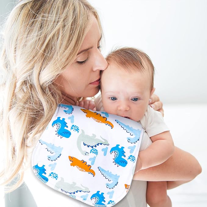 Baby Burp Cloths & Baby Bibs 2-in-1 Design Large Size 3 Layers Thicken Cotton - Image 4