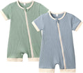 Bafeicao Unisex Baby Boy Girl 2/3 Pack Rompers Short Sleeve | 2 Way Zipper by Bafeicao