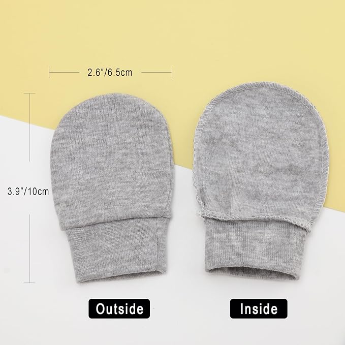 AQOKKA Newborn Baby Mittens No Scratch Cotton Elastic Wrist Gloves Infant - Image 2