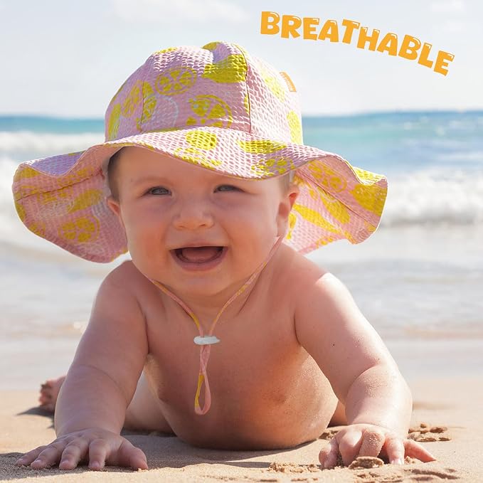 HONGTEYA Baby Sun Hat Wide Brim Adjustable Toddler Beach Bucket Hat | Soft - Image 2
