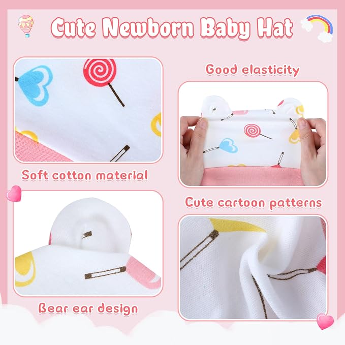 Geyoga Pieces Newborn Baby Hat Bear Ears - Image 3