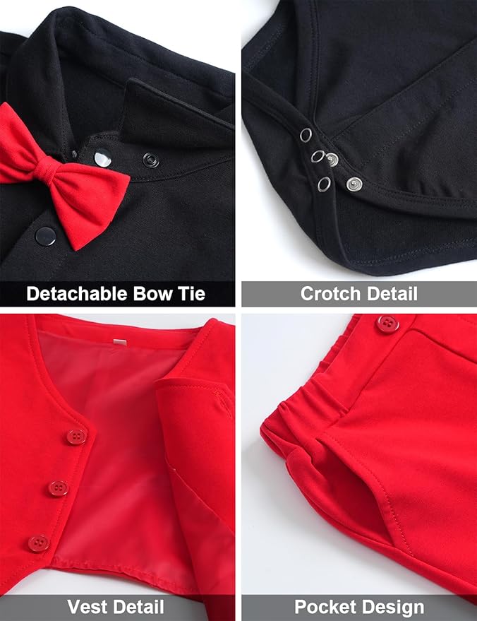 A&J DESIGN Baby Boy Suits Clothes Infant Toddler Formal Gentleman Outfits, Dress Shirt + Vest + Bow Tie + Pants Wedding Set