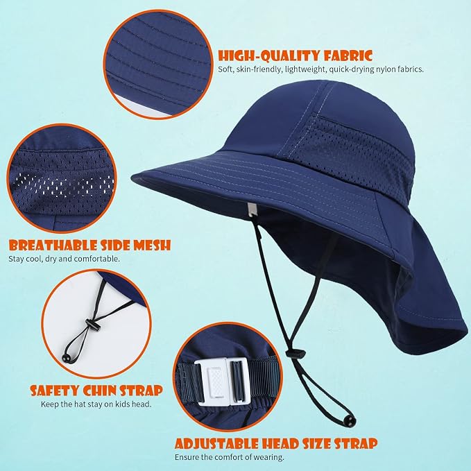 Toddler Baby Sun Hat Kids Summer Beach Essentials Adjustable Beach Hats - Image 2