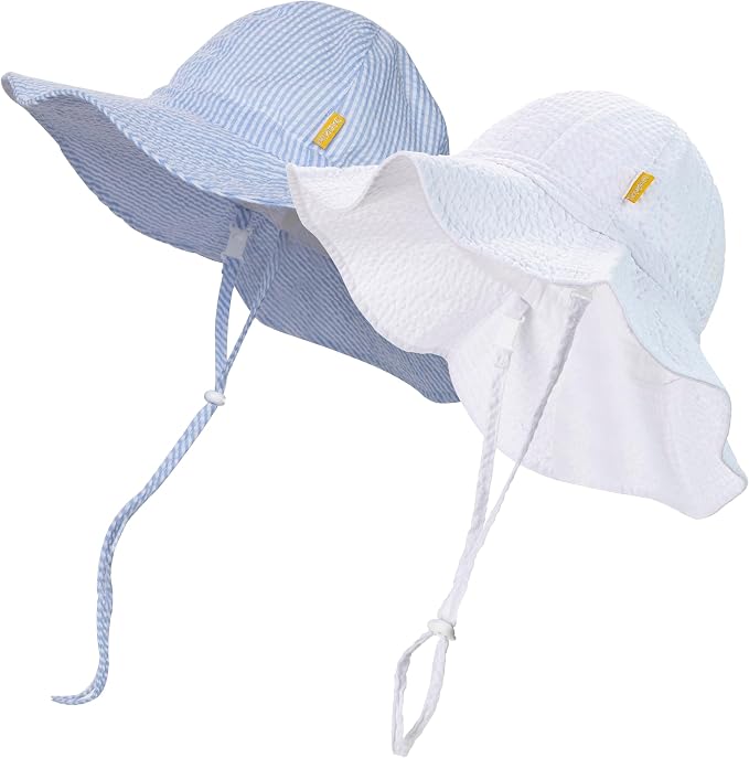 Baby & Toddler Wide Brim Sun Hats UPF 50+ Sun Protection Bucket Cap Cute by Dasmini