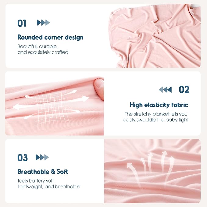 2 Pack Newborn Swaddle Blanket, Ultra Soft Stretchy Jersey Knit Extra Large - Image 5