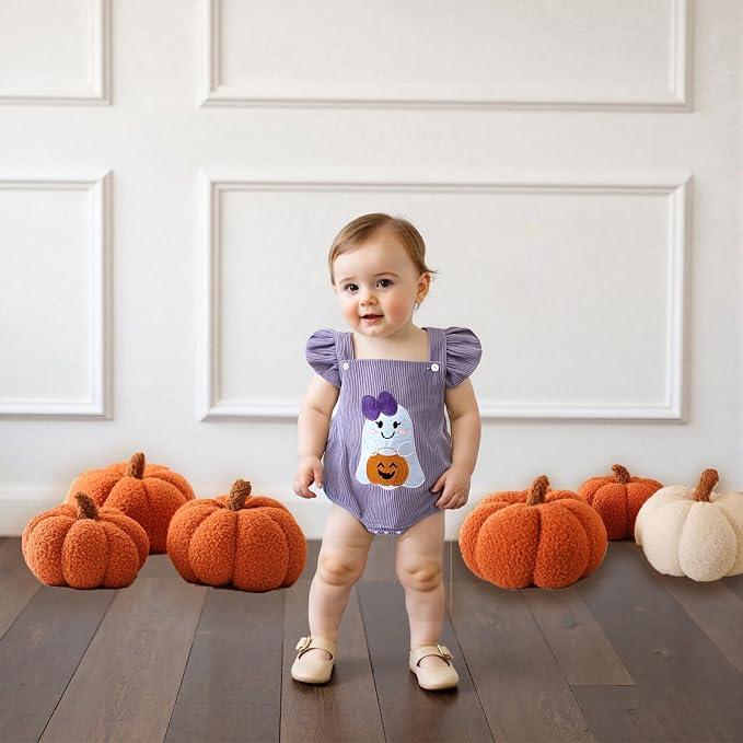 YINGISFITM My First Halloween Baby Girl Outfit Newborn Pumpkin Bubble Romper - Image 2