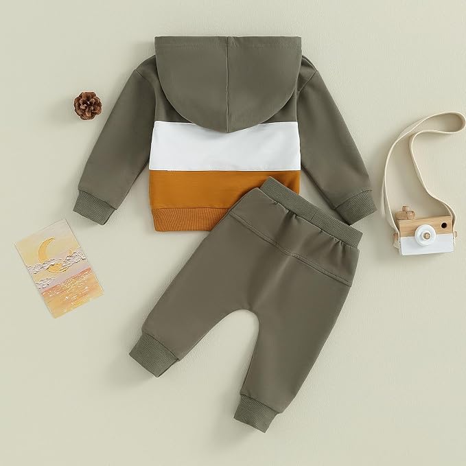 Infant Baby Boy Fall Winter Clothes Outfit Hooded Long Sweatshirt Pant Set - Image 7