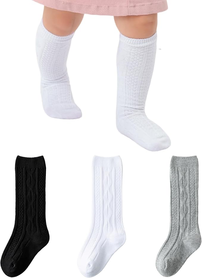 Baby Knee High Socks Soft Seamless Cotton Long Stockings by hakugoo