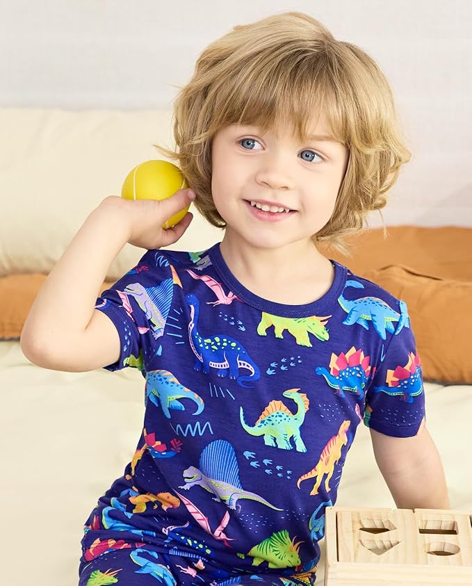 babee Reshinee Bamboo Viscose Toddler Boys Pajamas Set, Short Sleeve Kids - Image 9