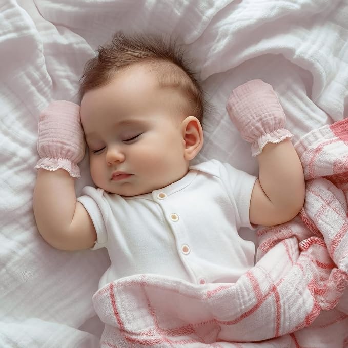 Chicingyou Muslin Baby Mittens for Newborn 100% Cotton No Scratch Boho/Mallard - Image 6