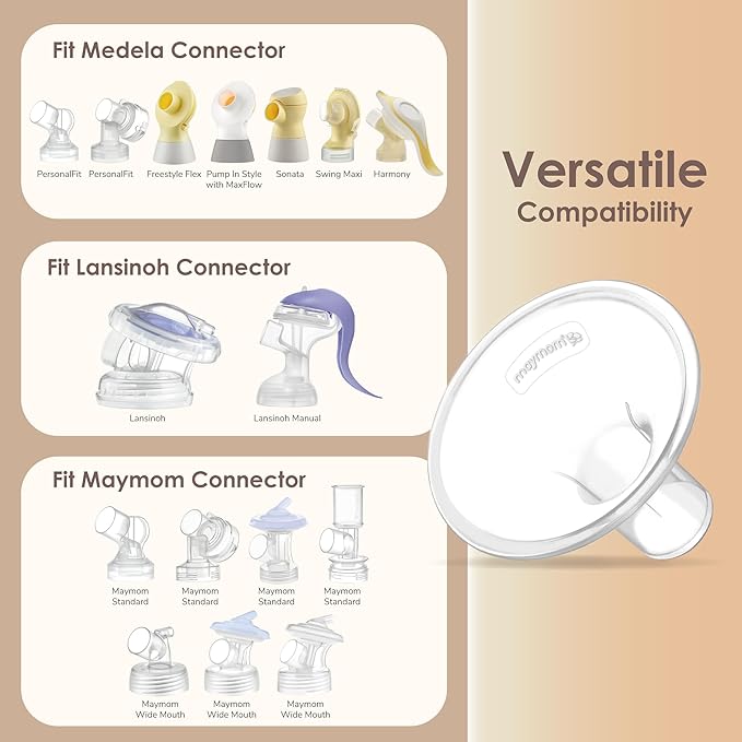 Maymom MyFit 12 mm Small Shields, Compatible with Medela Breast Pump- PersonalFit, Freestyle, Harmony, Maxi, Flex Connector, Connect to Widemouth/Narrow Connector, 2pcs
