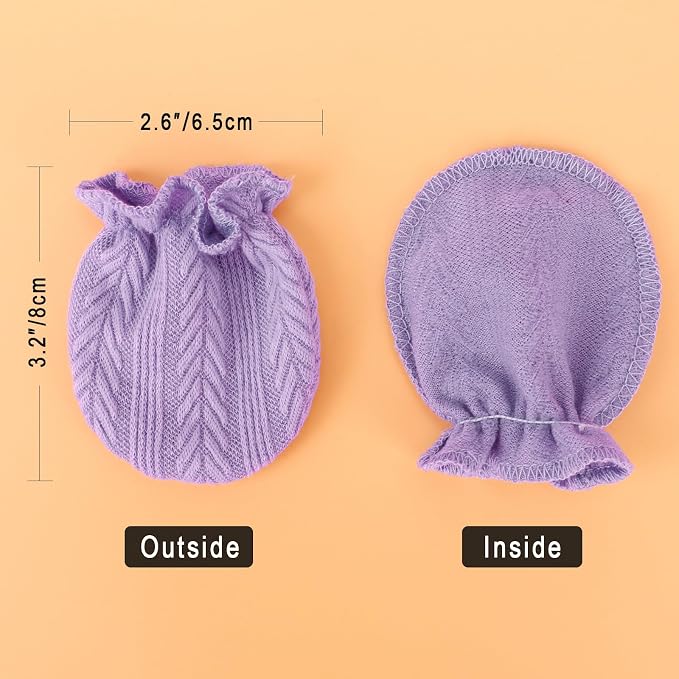 BQUBO Baby Turban Hats and Mittens Set Newborn Infant Hospital Hats Caps - Image 5