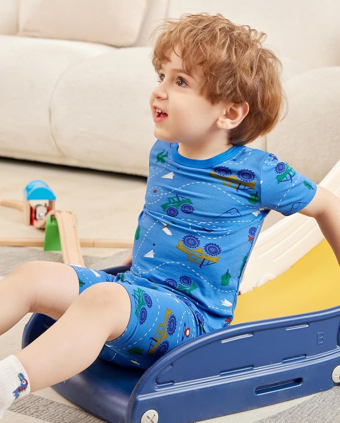 babee Reshinee Bamboo Viscose Toddler Boys Pajamas Set, Short Sleeve Kids - Image 3