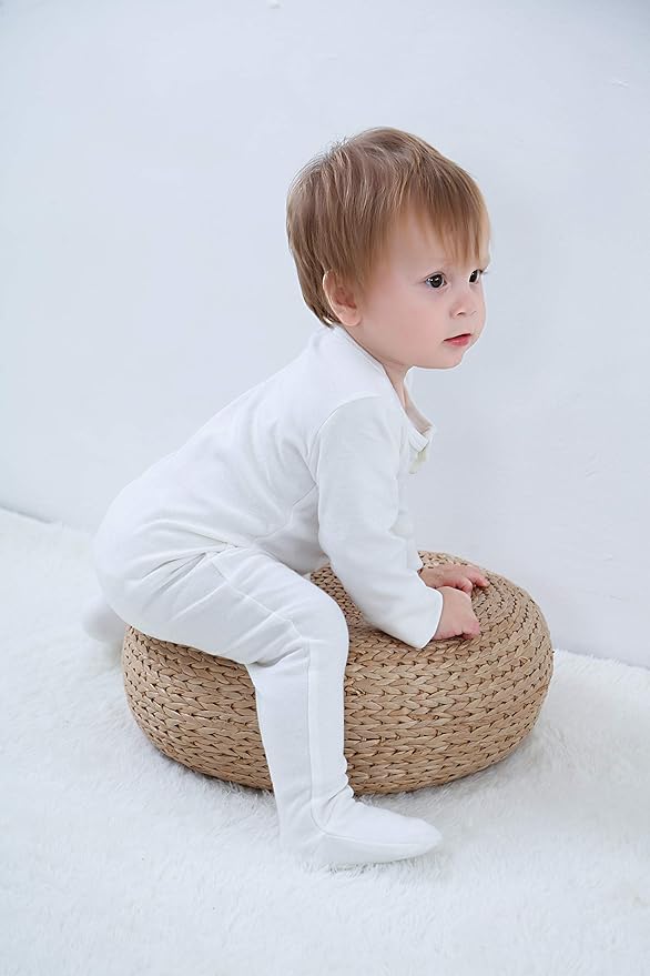 O2 BABY Baby Boys Girls Organic Cotton Zip-Front Sleeper Pajamas, Footed Sleep 'n Play