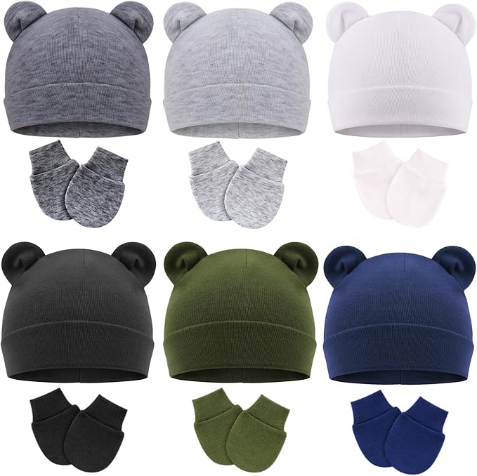 BQUBO Newborn Baby Hats Mittens Set Hospital Hat Beanie Infant Caps Baby Gloves by DRESHOW