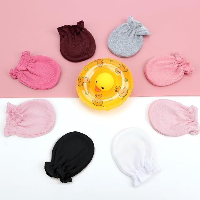 AQOKKA Newborn Baby Mittens No Scratch Cotton Elastic Wrist Gloves Infant - Image 5