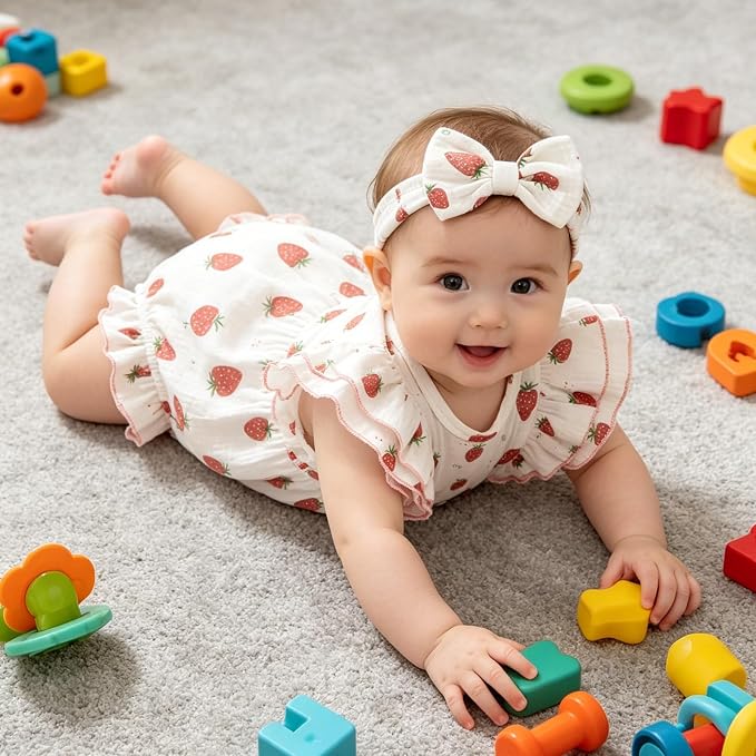 TITKKOP Ruffle Bubble Romper for Baby Girl | One-Piece Shorts Jumpsuit | Summer - Image 2