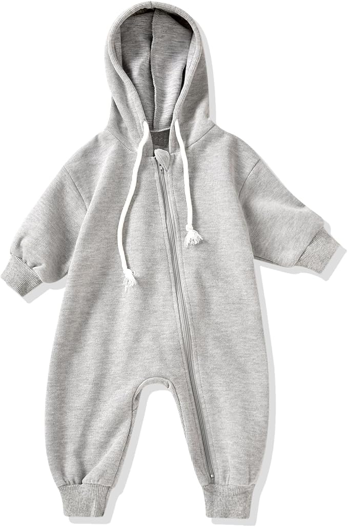 Unutiylo Unisex Baby Boys Girls Long Sleeve Infant Baby Zipper Hooded Jumpsuits by Unutiylo