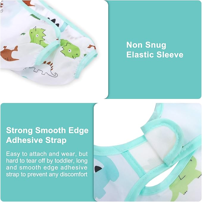Accmor 4 Pack Long Sleeve Bibs, Baby Smock Waterproof Full Sleeved Bib - Image 2