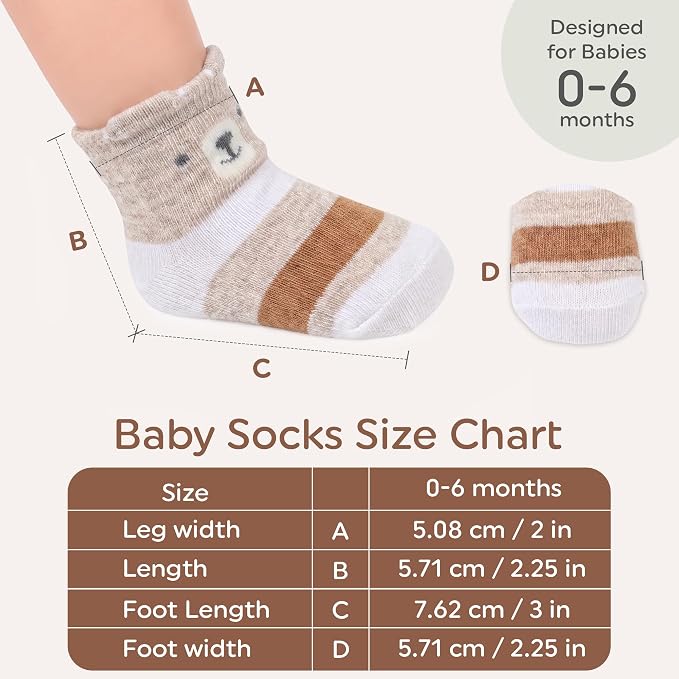 Organic Cotton Blend 8 Baby Socks 0–6M Non Slip Newborn Essentials | Oeko-Tex - Image 3