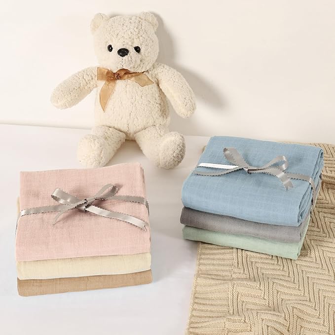 david's kids 4 Pack Baby Muslin Swaddle Blankets 47" x 47", 100% Cotton Swaddle - Image 8