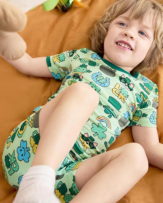 babee Reshinee Bamboo Viscose Toddler Boys Pajamas Set, Short Sleeve Kids - Image 8