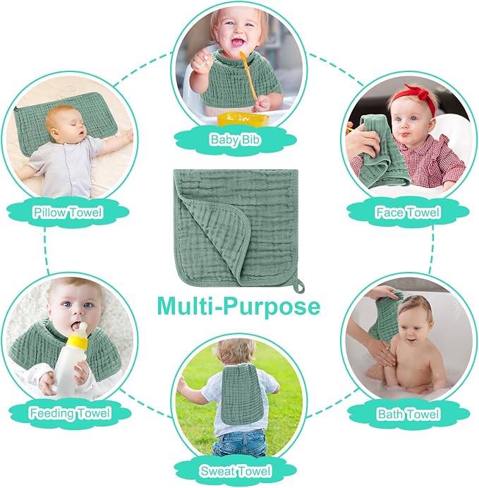 Accmor 6 Pack Muslin Burp Cloths 100% Cotton 20''x10'' Large Extra Soft and - Image 6