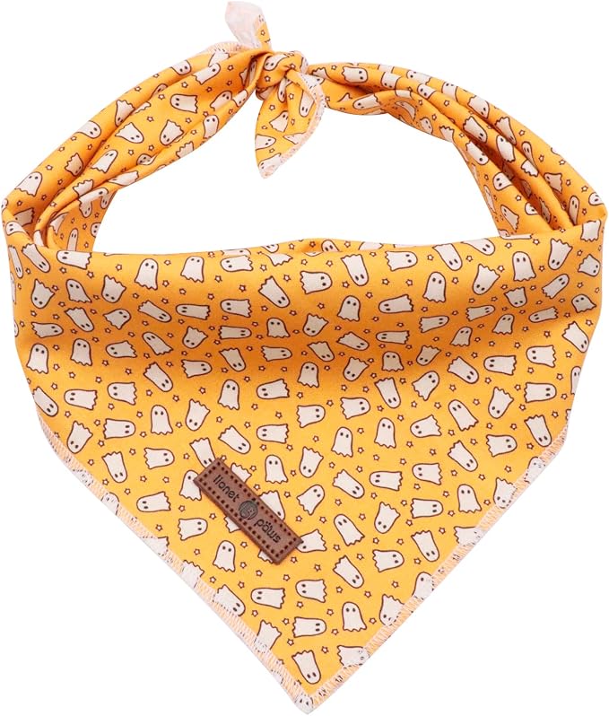 Lionet Paws Halloween Dog Bandana, Fabric Ghost Dogs Kerchief by lionetpaws