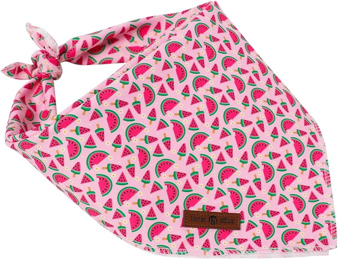 Lionet Paws Summer Dog Bandana Washable Cotton Pink Handkerchief Scarf Triangle - Image 2