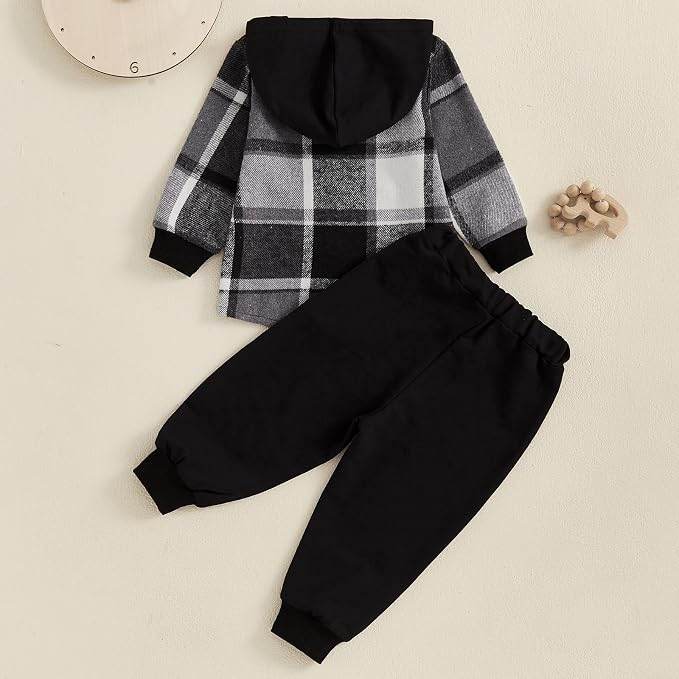Infant Baby Boy Fall Winter Clothes Outfit Hooded Long Sweatshirt Pant Set - Image 5