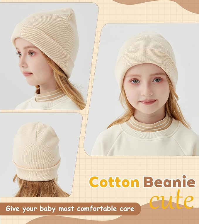 100% Cotton Baby Beanie Toddler Boys Girls Kids Winter Hat Knit Winter Warm Cap - Image 3