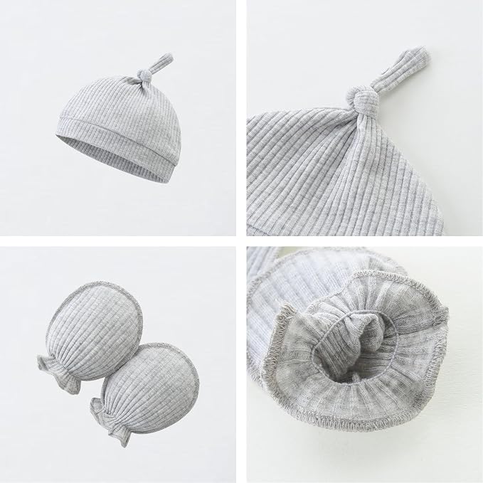 Baby Romper with Baby Mittens & Newborn Hats Footless Long Sleeve - Image 3