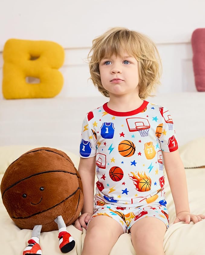 babee Reshinee Bamboo Viscose Toddler Boys Pajamas Set, Short Sleeve Kids - Image 2