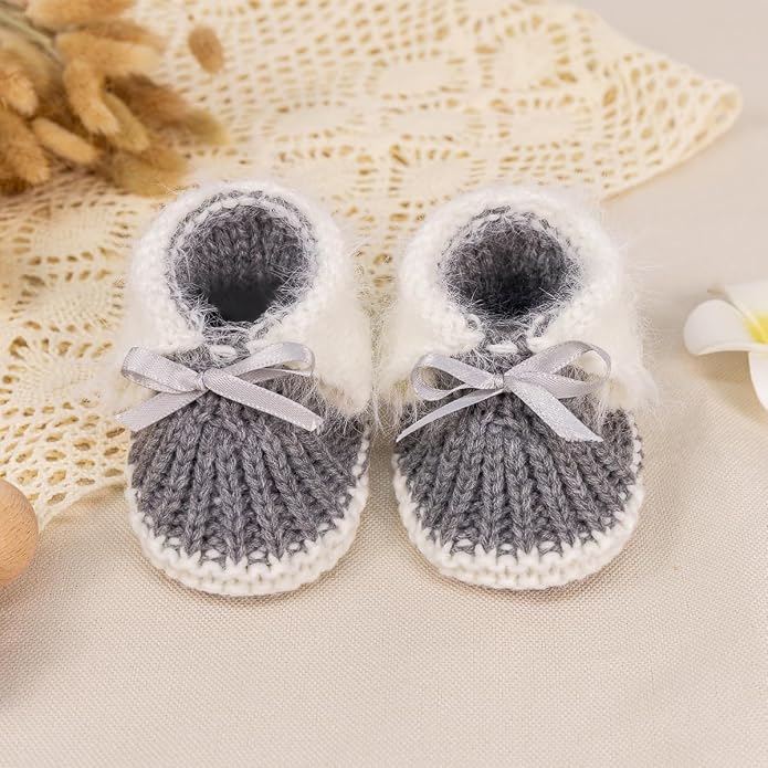 Meckior Baby Booties Newborn First Walkers Cozy Shoes Warm Hand Crochet Knit - Image 5