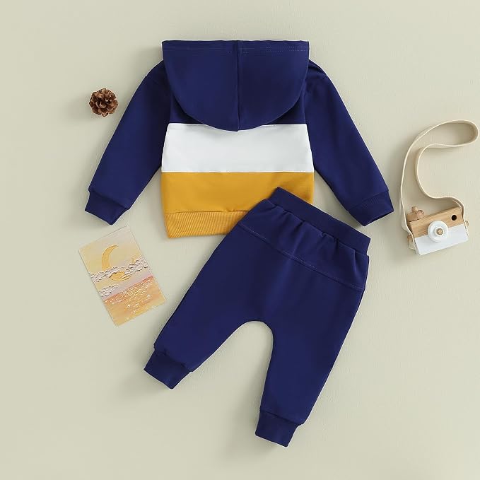Infant Baby Boy Fall Winter Clothes Outfit Hooded Long Sweatshirt Pant Set - Image 7