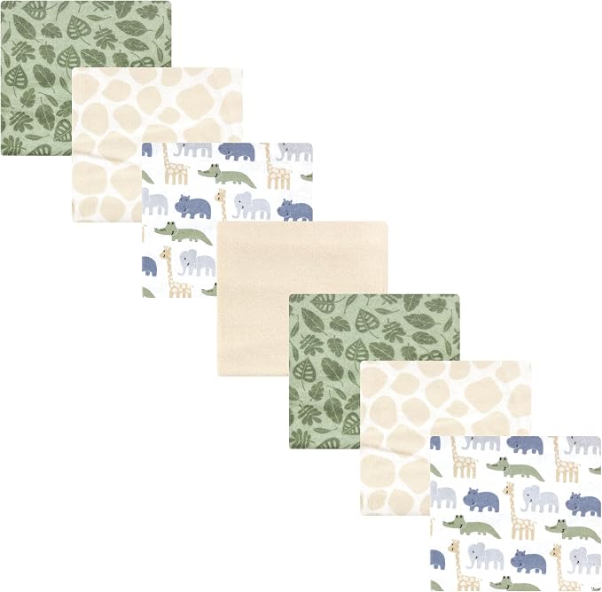 Hudson Baby Cotton Flannel Receiving Blankets 7-Pack Bundle, Wild Leaf Safari by HudsonBaby