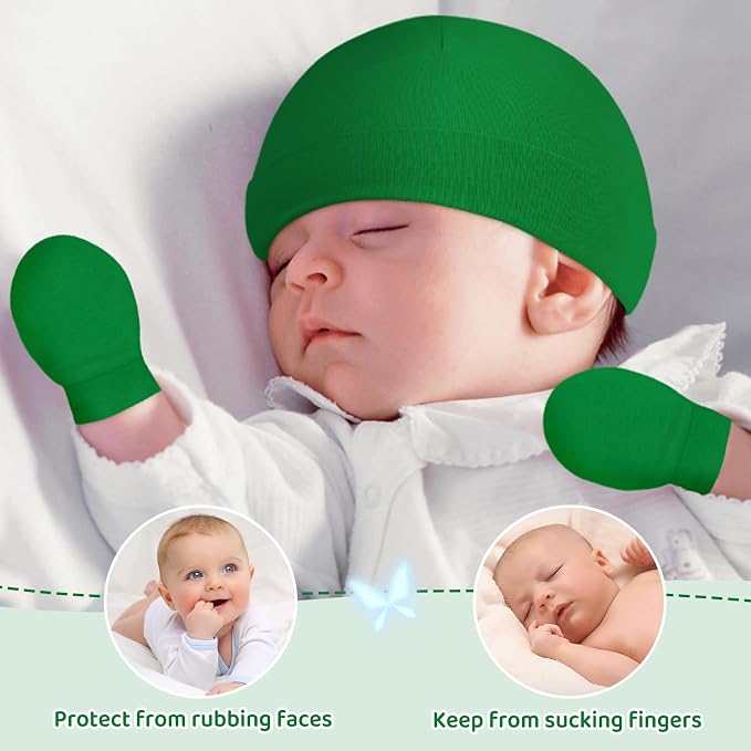 Century Star Cotton Newborn Baby Beanie Hats and Mittens Set Infant Hats - Image 2