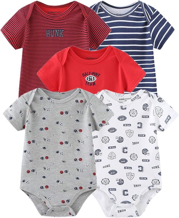 Kiddiezoom Newborn Baby Unisex Cotton One-Piece Bodysuits Baby Gift 5-Pack Baby by Kiddiezoom