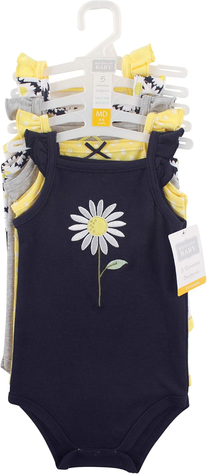 Hudson Baby Unisex Baby Cotton Sleeveless Bodysuits - Image 2