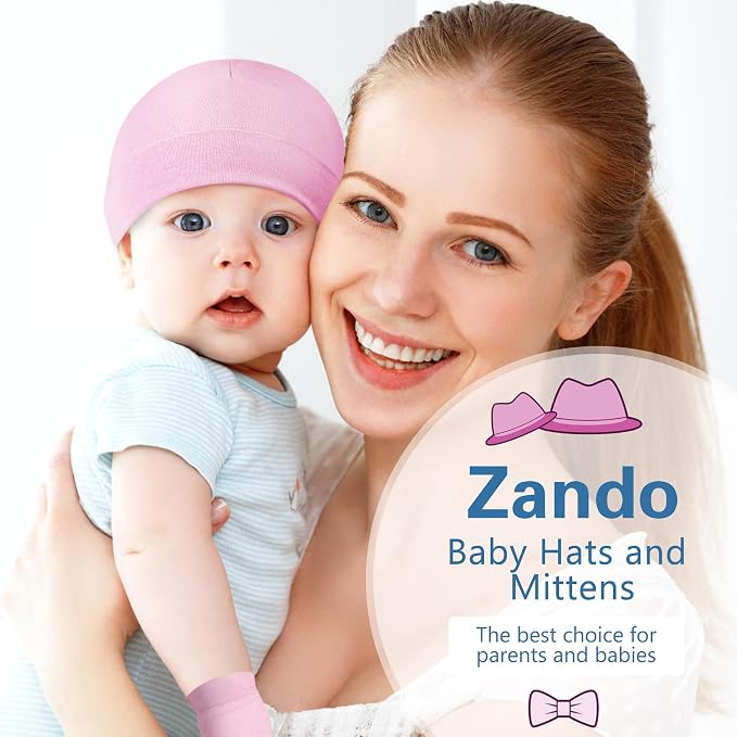Zando Anti-Scratch Baby Hats Mittens Warm Newborn Infant Boys Girls 0-6M | - Image 6