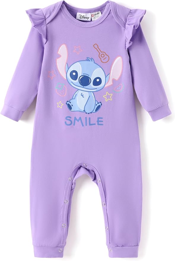 Disney Stitch Princess Minnie Winnie Marvel Baby Girls Ruffle Long Sleeve by Disney